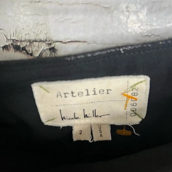 Artelier Nicole miller black sparkly flare pants bottoms size 2 - Picture 5 of 8